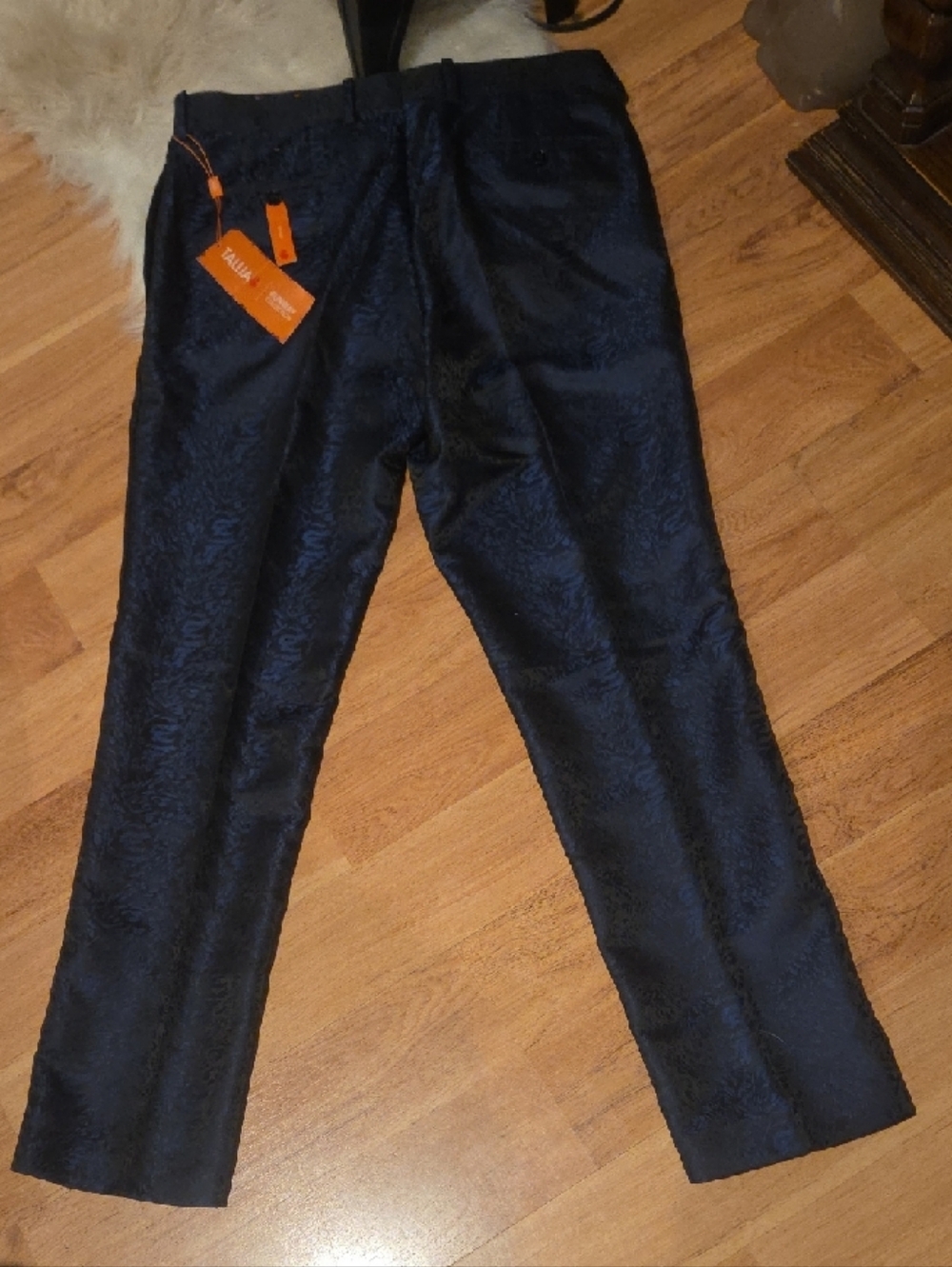 TALLIA NWT Navy Blue Men's Dress Pants with Subtle Jacquard Texture - Picture 9 of 12